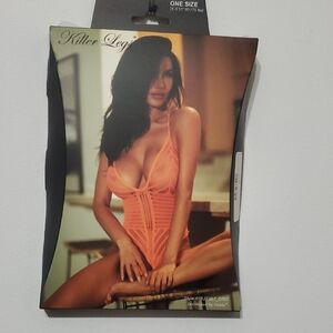 Killer Legs Orange Lace Bodysuit